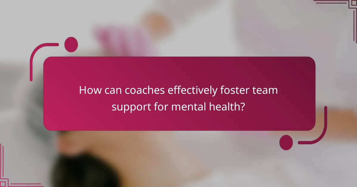 How can coaches effectively foster team support for mental health?