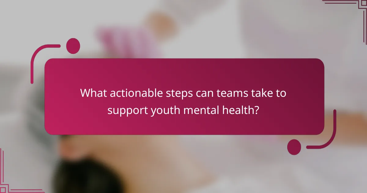 What actionable steps can teams take to support youth mental health?