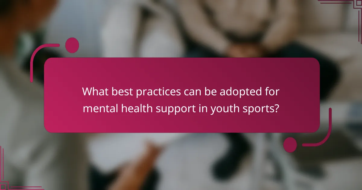 What best practices can be adopted for mental health support in youth sports?
