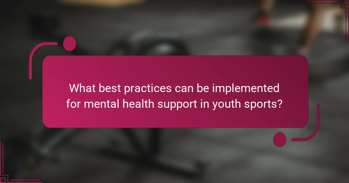 What best practices can be implemented for mental health support in youth sports?