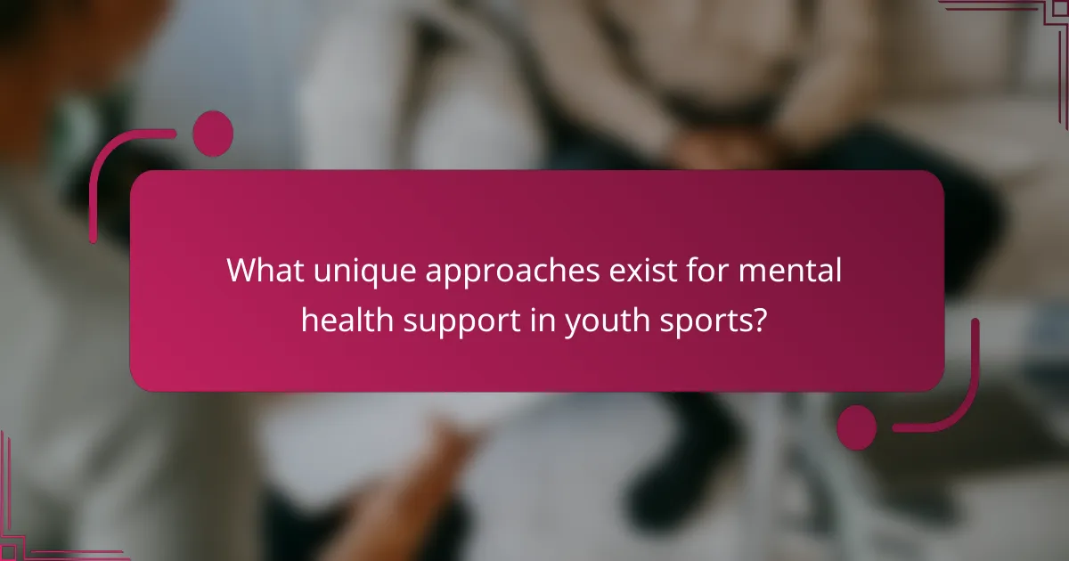 What unique approaches exist for mental health support in youth sports?