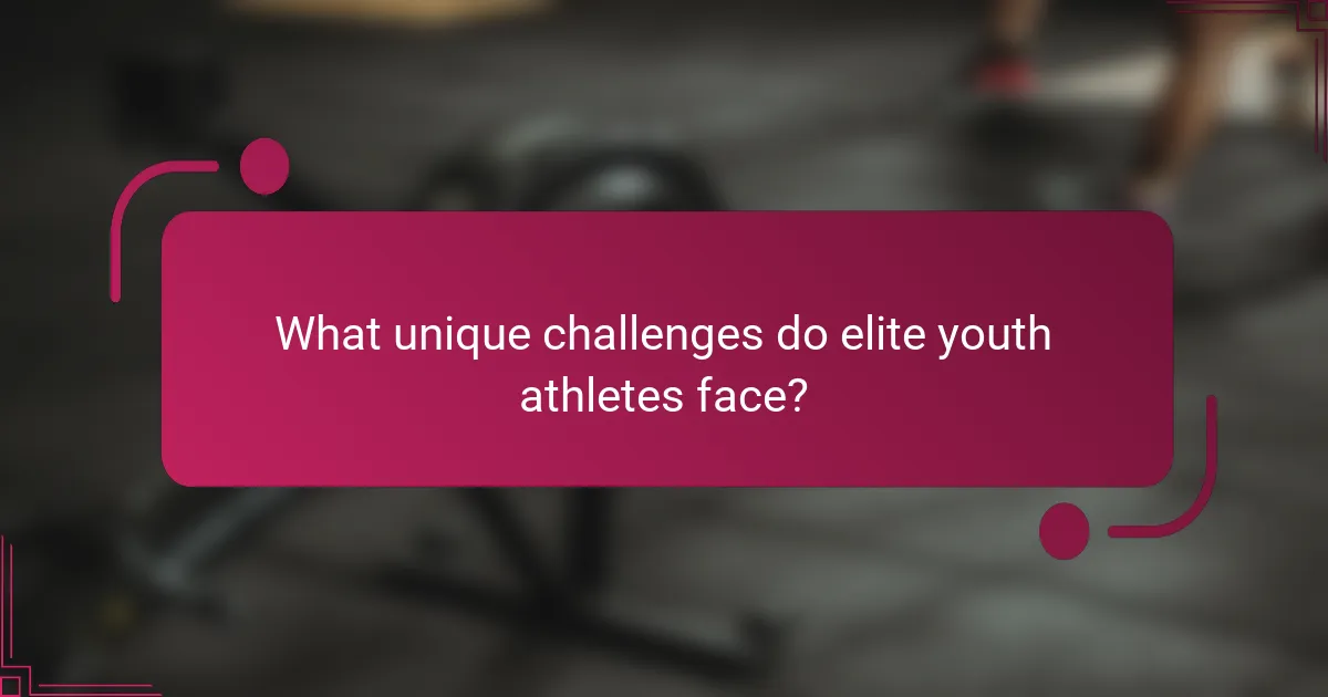 What unique challenges do elite youth athletes face?