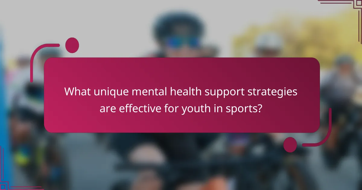 What unique mental health support strategies are effective for youth in sports?