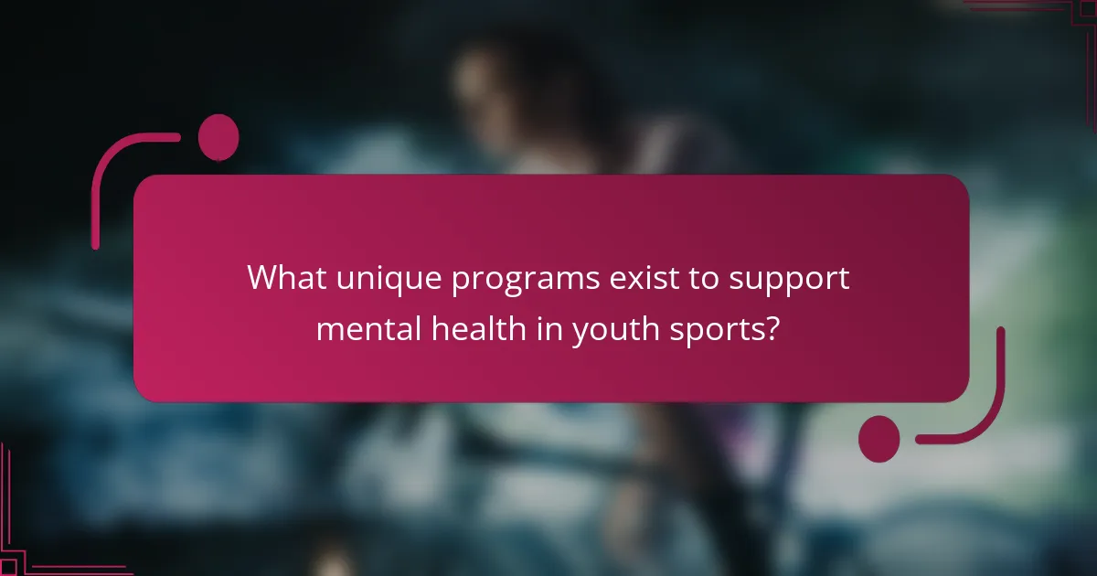 What unique programs exist to support mental health in youth sports?